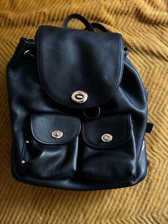 Coach Handbags - Coach Black Pebbled Leather Backpack with Gold Hardware